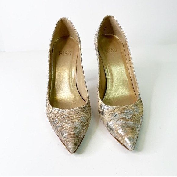 Stuart Weitzman Iris Honey Mica Python Pump SZ 8 - Picture 3 of 11